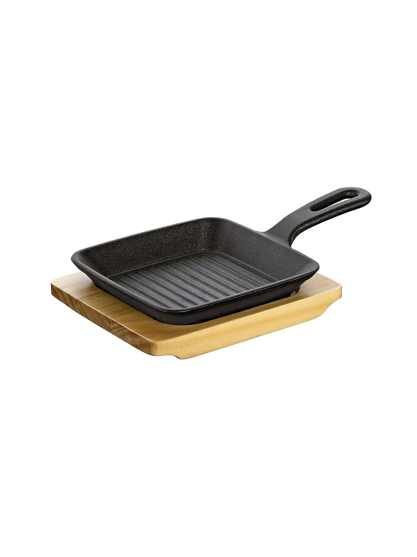 KÜCHENPROFI | Grill-/Servierpfanne mit Holzbrett 23x13,5cm | 